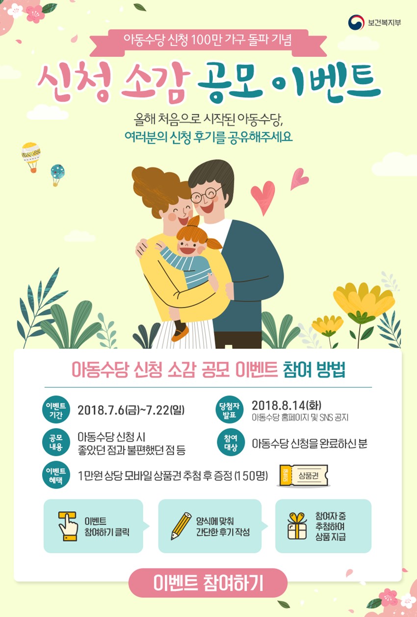 1.아동수당 사전신청 사례 공모전 안내